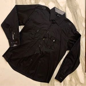 Stone Rose Men’s Casual Black Button Down Shirt